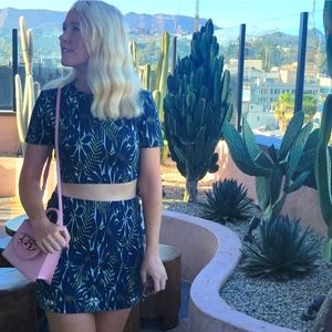 Zara Crop Top and Skirt Set Navy Blue with Embellishments